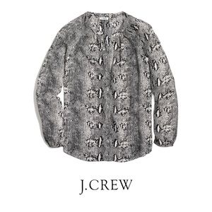 J Crew Long-sleeve snakeskin-print button-up raglan top